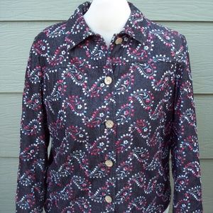 Coldwater Creek Denim Button Jacket Sz L Paisley